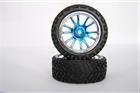Ruote Off-Road Complete 1/16 Himoto Esagono 12mm 19220PB Cerchio Cromato Blu