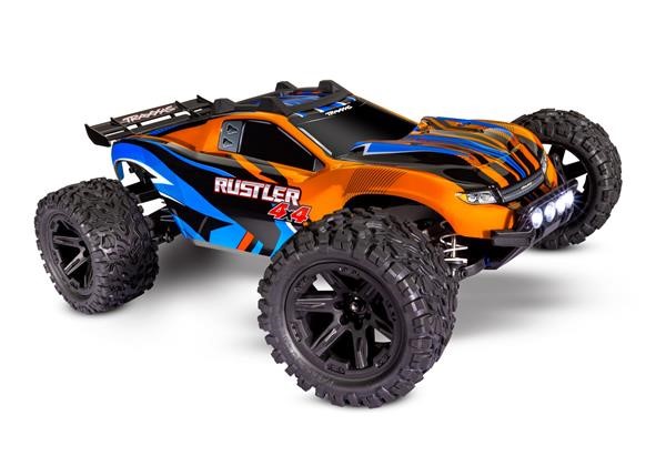 TRAXXAS 67064-61 ORNG RUSTLER Automodello Elettrico 4x4 Brushed Arancione Luci