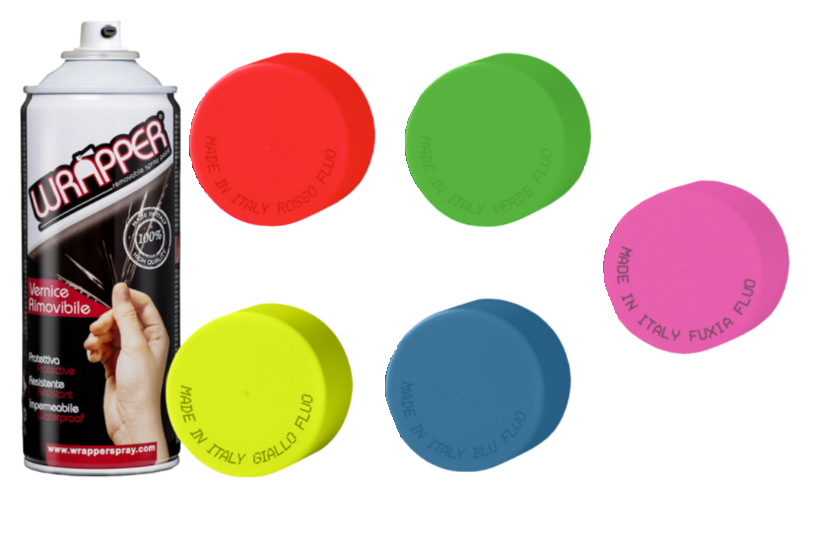 Wrapper vernice spray Removibile Bomboletta Wrapping Colori FLUO Opachi