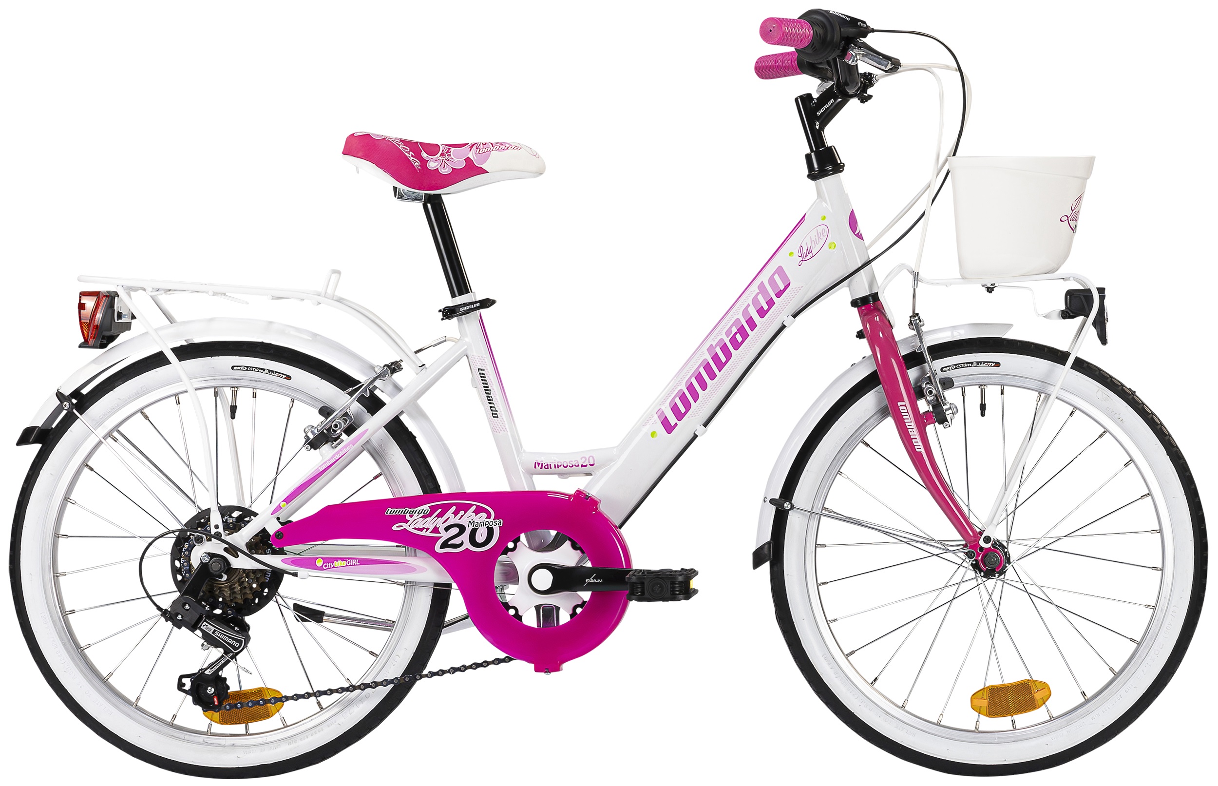 Bicicletta Lombardo MARIPOSA 20' Cambio 6 velocità Bianco Fucsia Bambina Donna