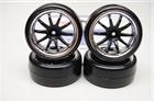 10489 Set 4 Ruote Stradali Drift Complete Cerchio Cromato Black1/10 VRX/WHEELS