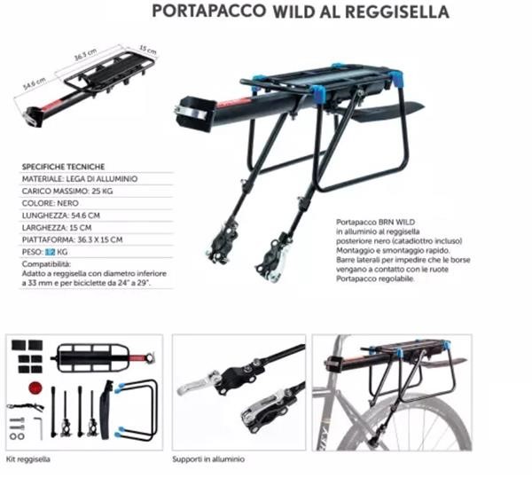 Portapacchi Posteriori al Reggisella WILD con Parafanghino