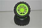 Coppia Ruote Complete TRUCK 1/10 Himoto Esagono 12mm Cerchio Green 08010G