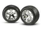 TRAXXAS 3770 Gomme e Cerchi Posteriori Cromati Rustler/TRAXXAS TIRES AND WHEELS