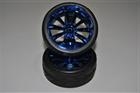 010C005B Coppia Ruote Complete Cerchio Cromato Blu 1/10 Himoto /TYRE WHEELS HIMO