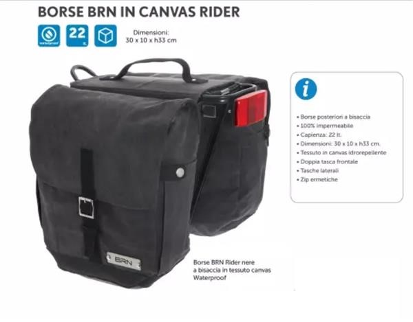 BRN Borse da Viaggio Posteriori al Portapacchi RIDER a Bisaccia Grigio