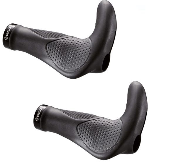 Velo Manopole Bicicletta Ergo Lock-On con Appendice Gel Nero Grigio 138mm