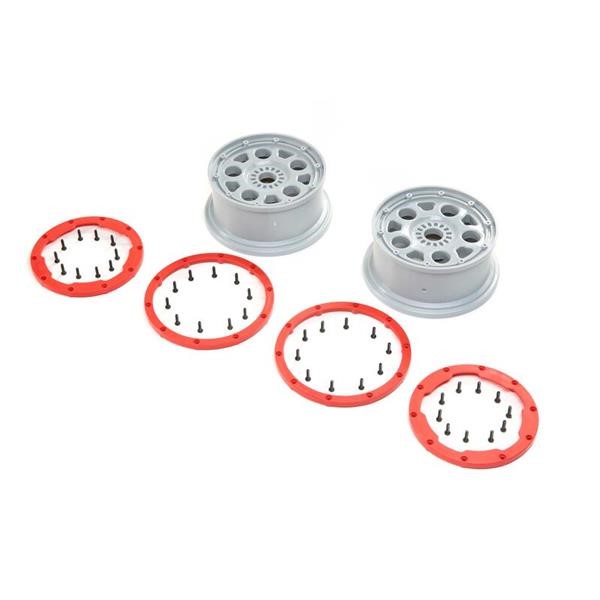LOSI LOS45033 Cerchi Silver Red Esagono 24mm DBXL-E 2.0